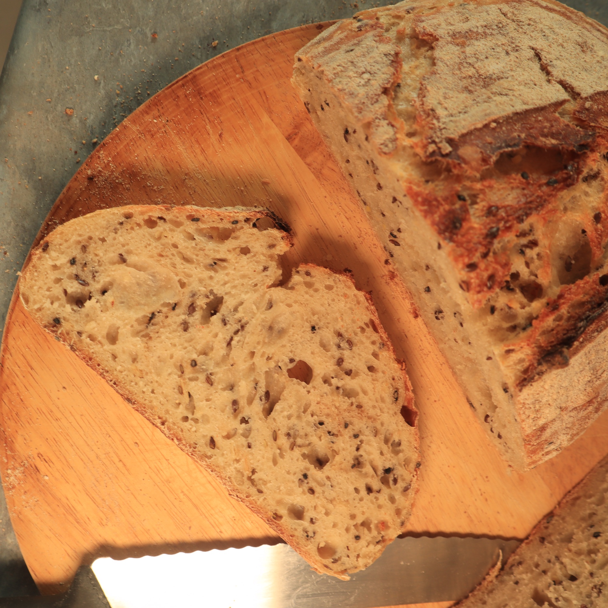 Sliced multigrain sourdough loaf
